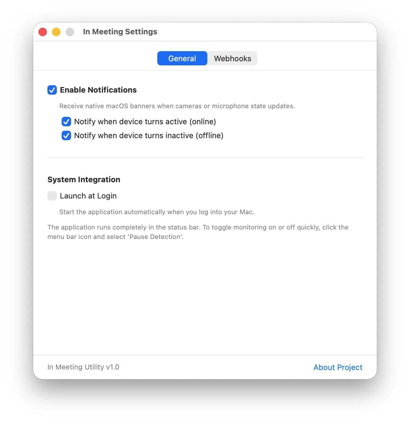 General Settings Screenshot