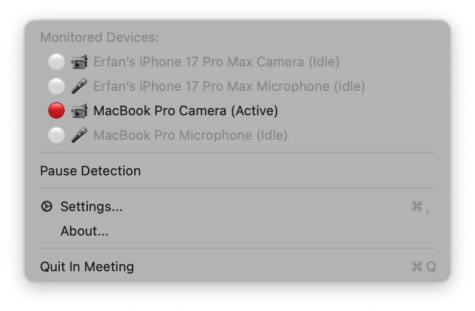 Status Bar Menu Screenshot